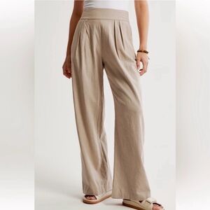 Abercrombie & Fitch Linen Blend Ultra Wide-Leg Pants